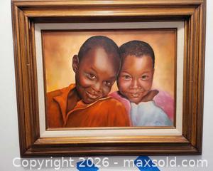 MaxSold Auction: Framed Original Portrait of Two Children, Signed "Lee" 1984 - San Jose (California, USA) PARTNER MANAGED Estate Sale Online Auction - Dunn Ave