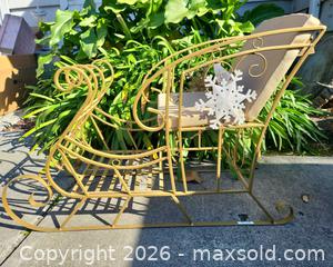 MaxSold Auction: Gold Metal Decorative Holiday Sleigh with Removable Cushion - San Jose (California, USA) PARTNER MANAGED Estate Sale Online Auction - Dunn Ave