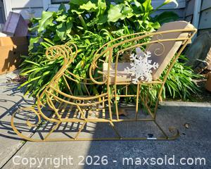 MaxSold Auction: Gold Metal Decorative Holiday Sleigh with Removable Cushion - San Jose (California, USA) PARTNER MANAGED Estate Sale Online Auction - Dunn Ave