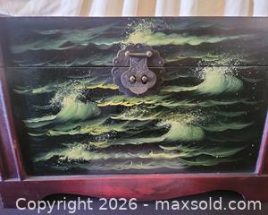 MaxSold Auction: Hand-Painted Nautical Wooden Storage Box with Felt Lining - San Jose (California, USA) PARTNER MANAGED Estate Sale Online Auction - Dunn Ave