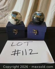 MaxSold Auction: Kalifano Decorative Gemstone Globe Spheres Pair, 3" NIB - San Jose (California, USA) PARTNER MANAGED Estate Sale Online Auction - Dunn Ave