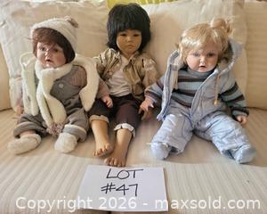 MaxSold Auction: Lot of 3 Porcelain/Collector Dolls, 18–24 in - San Jose (California, USA) PARTNER MANAGED Estate Sale Online Auction - Dunn Ave