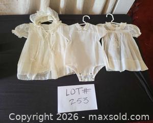 MaxSold Auction: Lot of 3 Vintage-Style Ivory Baby Garments with Bonnet - San Jose (California, USA) PARTNER MANAGED Estate Sale Online Auction - Dunn Ave