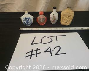 MaxSold Auction: Lot of 4 Chinese-Style Snuff Bottles (Porcelain, Glass, Carved) - San Jose (California, USA) PARTNER MANAGED Estate Sale Online Auction - Dunn Ave