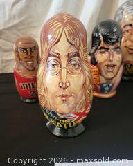 MaxSold Auction: Lot of 7 Wooden Matryoshka Nesting Dolls-Beatles, President, Bart Simpson Elvis Presley  - San Jose (California, USA) PARTNER MANAGED Estate Sale Online Auction - Dunn Ave