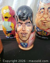 MaxSold Auction: Lot of 7 Wooden Matryoshka Nesting Dolls-Beatles, President, Bart Simpson Elvis Presley  - San Jose (California, USA) PARTNER MANAGED Estate Sale Online Auction - Dunn Ave