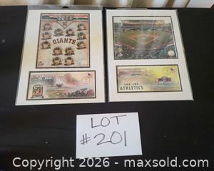 MaxSold Auction: Matted/Framed Baseball Commemorative Prints Lot – Giants & A's - San Jose (California, USA) PARTNER MANAGED Estate Sale Online Auction - Dunn Ave