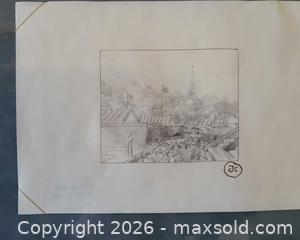 MaxSold Auction: Original Framed Pencil Sketch,  Thomas Kinkade - San Jose (California, USA) PARTNER MANAGED Estate Sale Online Auction - Dunn Ave