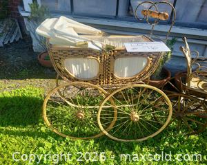 MaxSold Auction: Pair of Doll Wicker Bassinet Carriages with Metal Frames & Canopies - San Jose (California, USA) PARTNER MANAGED Estate Sale Online Auction - Dunn Ave