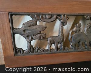 MaxSold Auction: Safari Cast Iron Wall Relief in Stained Wood Frame - San Jose (California, USA) PARTNER MANAGED Estate Sale Online Auction - Dunn Ave