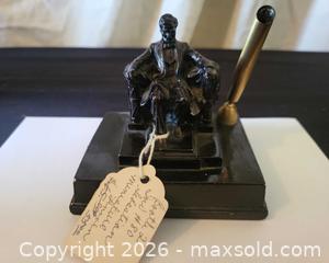 MaxSold Auction: Seated Lincoln Desk Pen Holder (Daniel Chester French Copy) - San Jose (California, USA) PARTNER MANAGED Estate Sale Online Auction - Dunn Ave