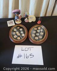 MaxSold Auction: Two Framed Button/Medallion Displays with 3 Figurines Goebel - San Jose (California, USA) PARTNER MANAGED Estate Sale Online Auction - Dunn Ave