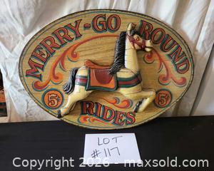 MaxSold Auction: Vintage Carousel Horse Wall Sign Wood Plaque 29" x 21" - San Jose (California, USA) PARTNER MANAGED Estate Sale Online Auction - Dunn Ave