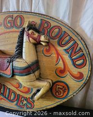 MaxSold Auction: Vintage Carousel Horse Wall Sign Wood Plaque 29" x 21" - San Jose (California, USA) PARTNER MANAGED Estate Sale Online Auction - Dunn Ave