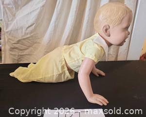 MaxSold Auction: Vintage Composition Baby Crawling Store Mannequin, 28 in - San Jose (California, USA) PARTNER MANAGED Estate Sale Online Auction - Dunn Ave