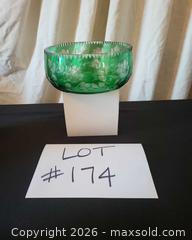 MaxSold Auction: Vintage Emerald Cut-to-Clear Decorative Glass Centerpiece Bowl - San Jose (California, USA) PARTNER MANAGED Estate Sale Online Auction - Dunn Ave