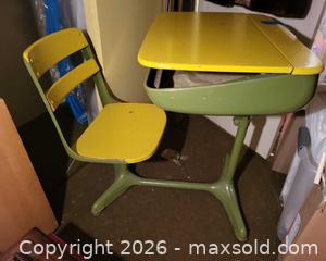 MaxSold Auction: Vintage Mid-Century Student Desk with Attached Chair - San Jose (California, USA) PARTNER MANAGED Estate Sale Online Auction - Dunn Ave