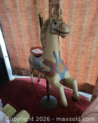 MaxSold Auction: Wood Carved Carousel Horse Figure, 60" H x 48" L - San Jose (California, USA) PARTNER MANAGED Estate Sale Online Auction - Dunn Ave