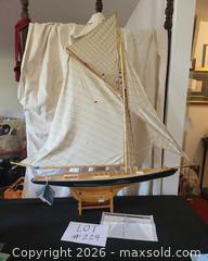 MaxSold Auction: Wooden Decorative Gaff?Rigged Sloop Model Sailboat - San Jose (California, USA) PARTNER MANAGED Estate Sale Online Auction - Dunn Ave