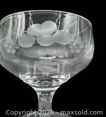 MaxSold Auction: Set Of 5 Vintage Floral Etched Champagne Cocktail Coupe Glasses - Cumming (Georgia, USA) SELLER MANAGED Estate Sale Online Auction -  James Burgess Road (Storage)