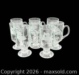 MaxSold Auction: Vintage Clipper Ship Etched Footed Mug Glass Set Of 8 / Irish Coffee Mugs  - Cumming (Georgia, USA) SELLER MANAGED Estate Sale Online Auction -  James Burgess Road (Storage)