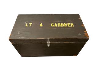 MaxSold Auction: Vintage Military Foot Locker Wooden Trunk USA Army Green 32x16x18 Military Decor - Cumming (Georgia, USA) SELLER MANAGED Estate Sale Online Auction -  James Burgess Road (Storage)