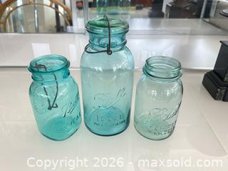 MaxSold Auction: Three aqua vintage glass Ball jars - Vallejo (California, USA) SELLER MANAGED Estate Sale Online Auction - Georgia Street