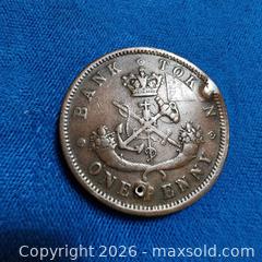 MaxSold Auction: 1857 Bank of Upper Canada. One Penny coin - Leeds And The Thousand Islands (Ontario, Canada) SELLER MANAGED Downsizing Online Auction - Prince Street