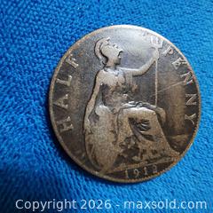 MaxSold Auction: 1912 UK Half Pennie  - Leeds And The Thousand Islands (Ontario, Canada) SELLER MANAGED Downsizing Online Auction - Prince Street