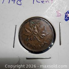 MaxSold Auction: 1948 Canadian 1 Cent Coin  - Leeds And The Thousand Islands (Ontario, Canada) SELLER MANAGED Downsizing Online Auction - Prince Street