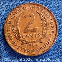 MaxSold Auction: 1964, 2 Cent caribbean coin - Leeds And The Thousand Islands (Ontario, Canada) SELLER MANAGED Downsizing Online Auction - Prince Street