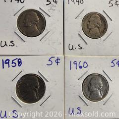 MaxSold Auction: 4 USA nickels  - Leeds And The Thousand Islands (Ontario, Canada) SELLER MANAGED Downsizing Online Auction - Prince Street