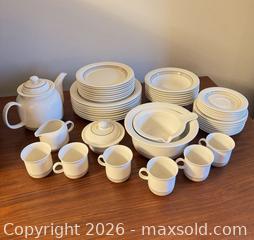 MaxSold Auction: Arabia Arctica (Seita) White Porcelain Dinnerware Set (made in Finland) - Vancouver (British Columbia, Canada) SELLER MANAGED Downsizing Online Auction - Ortona Crescent