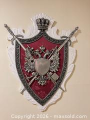 MaxSold Auction: Heraldic Wall Shield Plaque with Double-Headed Eagle - Vancouver (British Columbia, Canada) SELLER MANAGED Downsizing Online Auction - Ortona Crescent
