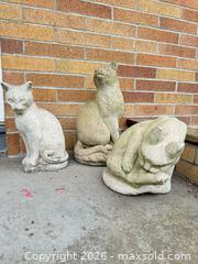 MaxSold Auction: Lot of 3 Concrete/Stone Garden Cat Statues - Vancouver (British Columbia, Canada) SELLER MANAGED Downsizing Online Auction - Ortona Crescent