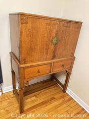 MaxSold Auction: Oak Arts & Crafts Mission Style Cabinet on Stand - Vancouver (British Columbia, Canada) SELLER MANAGED Downsizing Online Auction - Ortona Crescent
