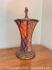 MaxSold Auction: Vintage-Style Table Lamp Antique Bronze/Gold Fabric Shade - Vancouver (British Columbia, Canada) SELLER MANAGED Downsizing Online Auction - Ortona Crescent