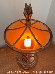 MaxSold Auction: Vintage-Style Table Lamp Antique Bronze/Gold Fabric Shade - Vancouver (British Columbia, Canada) SELLER MANAGED Downsizing Online Auction - Ortona Crescent