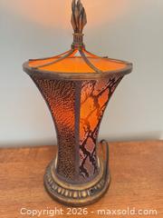 MaxSold Auction: Vintage-Style Table Lamp Antique Bronze/Gold Fabric Shade - Vancouver (British Columbia, Canada) SELLER MANAGED Downsizing Online Auction - Ortona Crescent