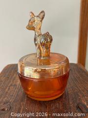 MaxSold Auction: Carnival Glass Deer Lidded Bowl - Saanich (British Columbia, Canada) PARTNER MANAGED Reseller Online Auction - Old West Saanich Road