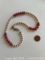 MaxSold Auction: Ruby And Pearl Beaded Necklace Sterling Silver - Saanich (British Columbia, Canada) PARTNER MANAGED Reseller Online Auction - Old West Saanich Road