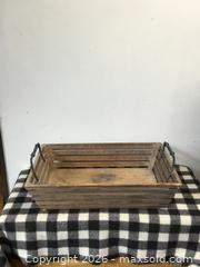 MaxSold Auction: Rustic Wooden Tray With Iron Handles - Saanich (British Columbia, Canada) PARTNER MANAGED Reseller Online Auction - Old West Saanich Road