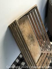 MaxSold Auction: Rustic Wooden Tray With Iron Handles - Saanich (British Columbia, Canada) PARTNER MANAGED Reseller Online Auction - Old West Saanich Road