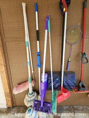 MaxSold Auction: Household & Garden Cleaning Lot — Mops, Hose, Shovels, Racket - Virginia Beach (Virginia, USA) SELLER MANAGED Downsizing Online Auction - Beachview Drive
