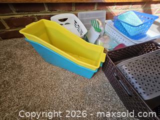 MaxSold Auction: Lot of Plastic Storage Bins and Baskets, Assorted Sizes - Virginia Beach (Virginia, USA) SELLER MANAGED Downsizing Online Auction - Beachview Drive