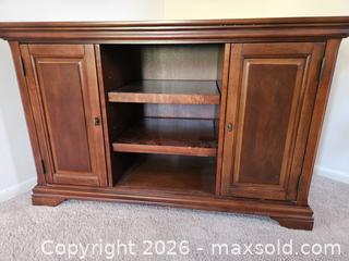 MaxSold Auction: Wood Corner TV Entertainment Cabinet, Medium Cherry - Virginia Beach (Virginia, USA) SELLER MANAGED Downsizing Online Auction - Beachview Drive