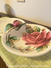MaxSold Auction: Hand-Painted Double Divided Ceramic Serving Dish with Raised Rose - Burnaby (British Columbia, Canada) PARTNER MANAGED Estate Sale Online Auction - Cardston Court (CONDO)