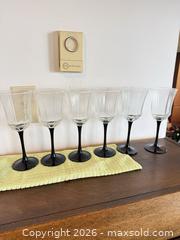 MaxSold Auction: Set of 6 Stemmed Wine Glasses, Clear Bowl with Black Stem - Burnaby (British Columbia, Canada) PARTNER MANAGED Estate Sale Online Auction - Cardston Court (CONDO)
