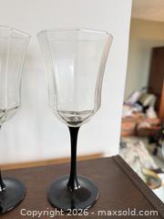 MaxSold Auction: Set of 6 Stemmed Wine Glasses, Clear Bowl with Black Stem - Burnaby (British Columbia, Canada) PARTNER MANAGED Estate Sale Online Auction - Cardston Court (CONDO)