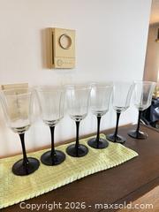 MaxSold Auction: Set of 6 Stemmed Wine Glasses, Clear Bowl with Black Stem - Burnaby (British Columbia, Canada) PARTNER MANAGED Estate Sale Online Auction - Cardston Court (CONDO)